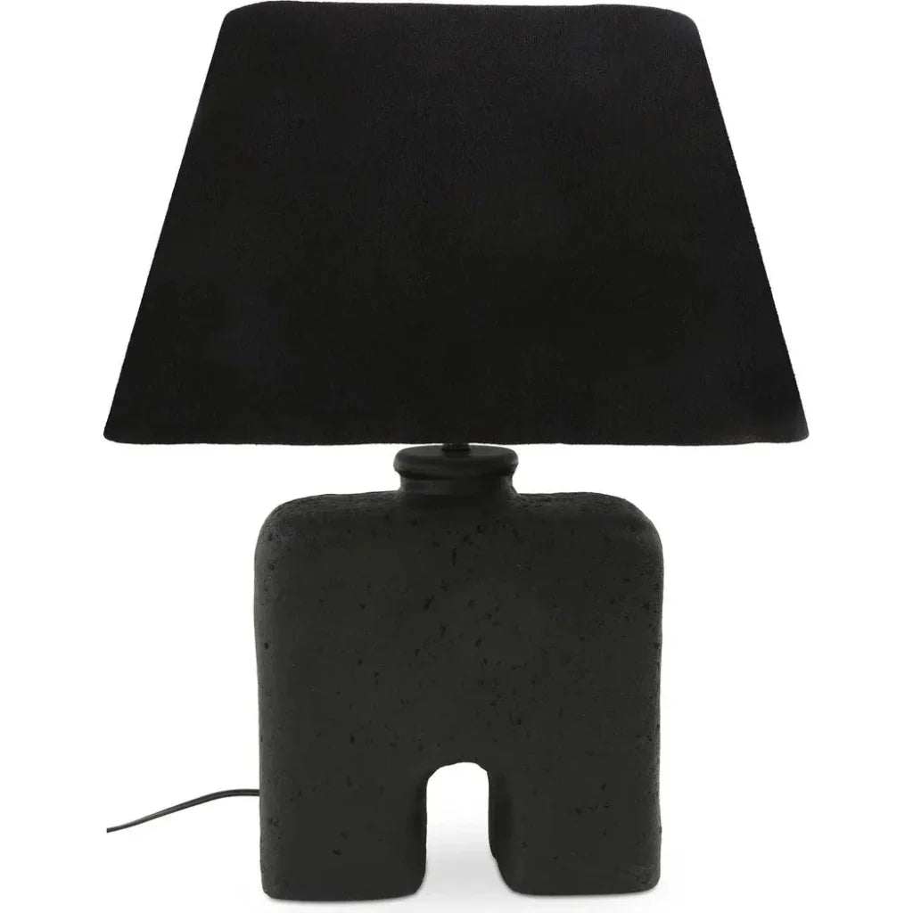 Yara Wood & Textured Cotton Black Table Lamp - LOOMLAN - Moe's Home - Table Lamps