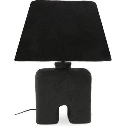 Yara Wood & Textured Cotton Black Table Lamp - LOOMLAN - Moe's Home - Table Lamps