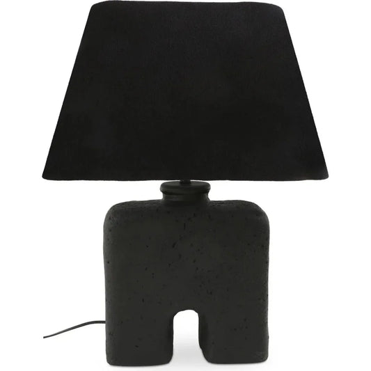 Yara Wood & Textured Cotton Black Table Lamp - LOOMLAN - Moe's Home - Table Lamps