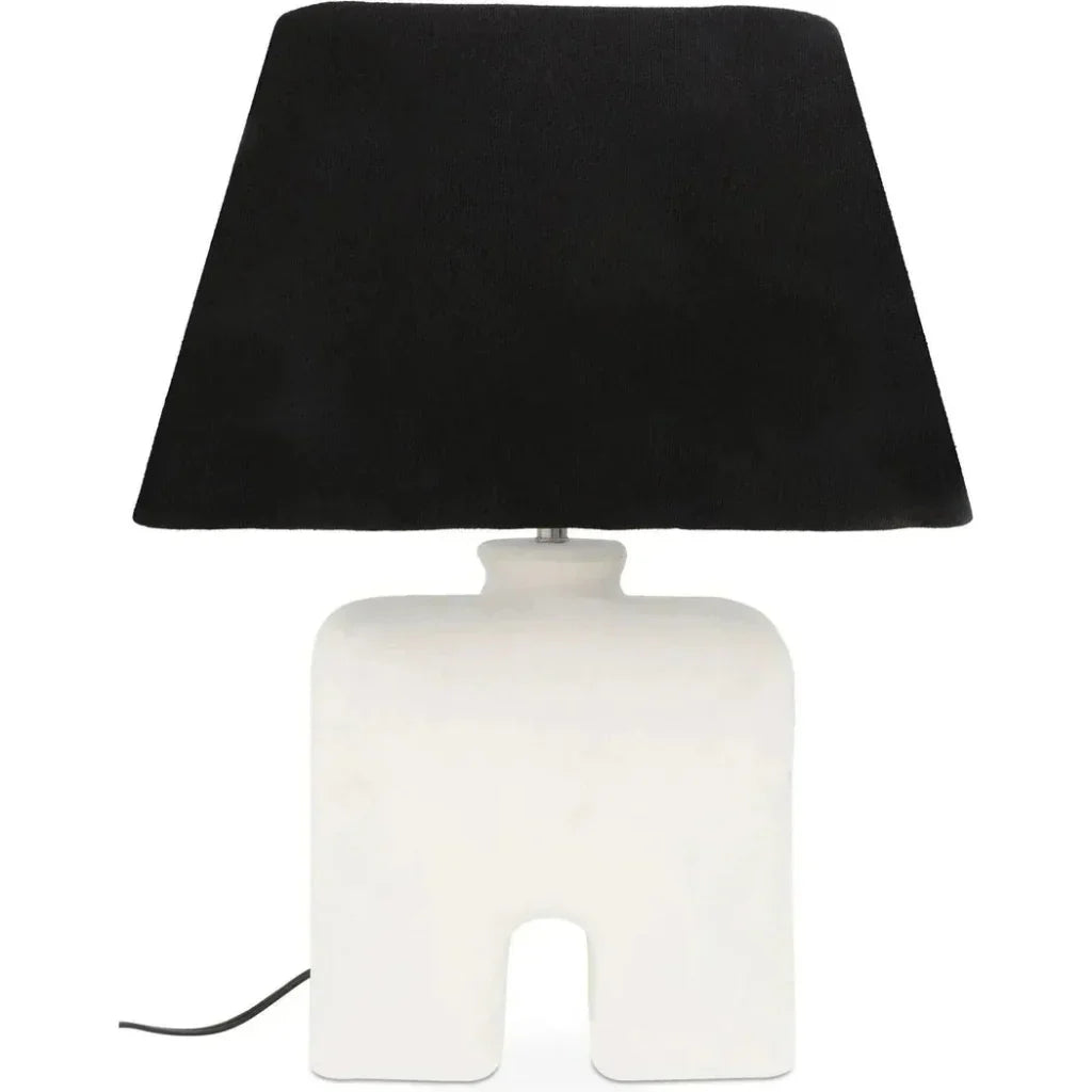 Yara Wood & Textured Cotton White Table Lamp - LOOMLAN - Moe's Home - Table Lamps