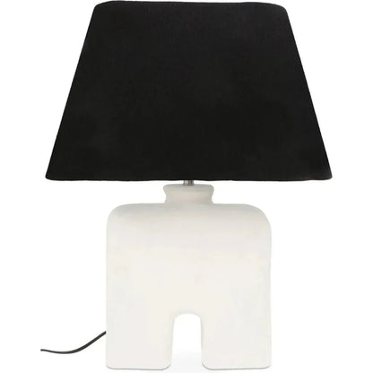 Yara Wood & Textured Cotton White Table Lamp - LOOMLAN - Moe's Home - Table Lamps
