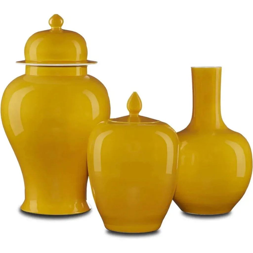 Yellow Imperial Yellow Temple Jar - LOOMLAN - Currey & Co - Vases & Jars