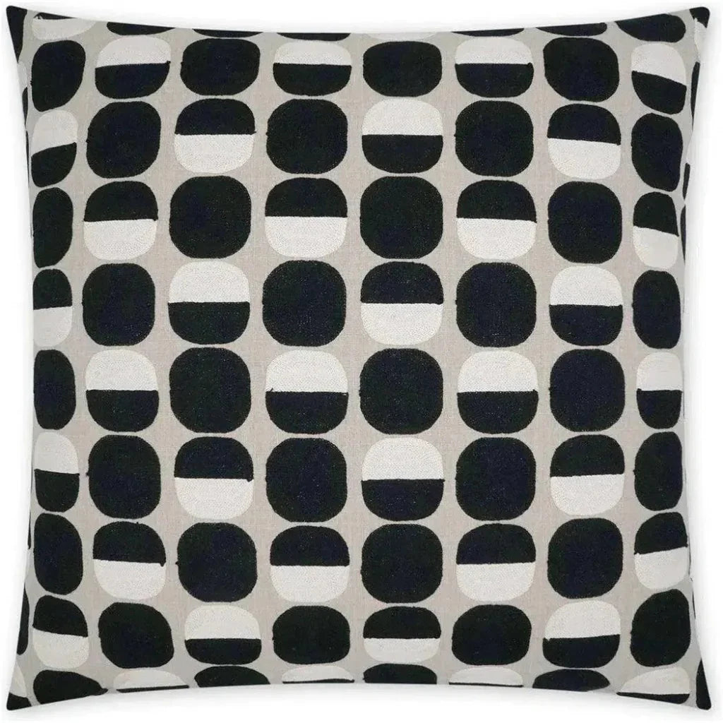 Zuri Onyx Circular Dots Black Large Throw Pillow Insert - LOOMLAN - D.V. Kap - Throw Pillows