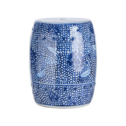 Zue Hand-Painted Blue Ceramic Outdoor Garden Stool - Heirloom Quality - view 5