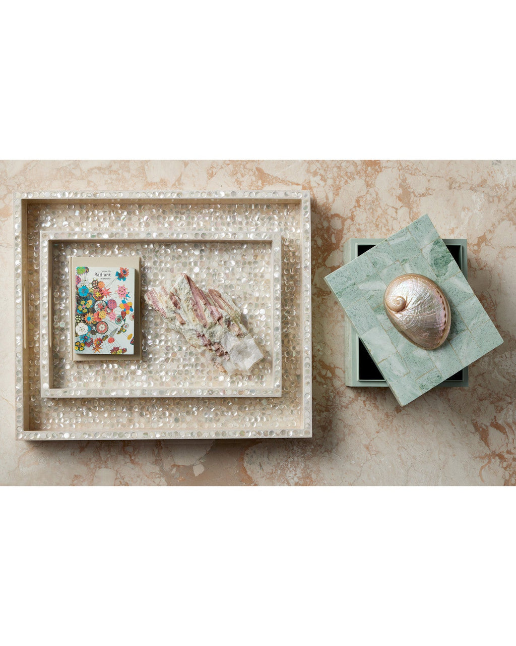 Gerri Dot White Mother of Pearl Tray (Set of 2)