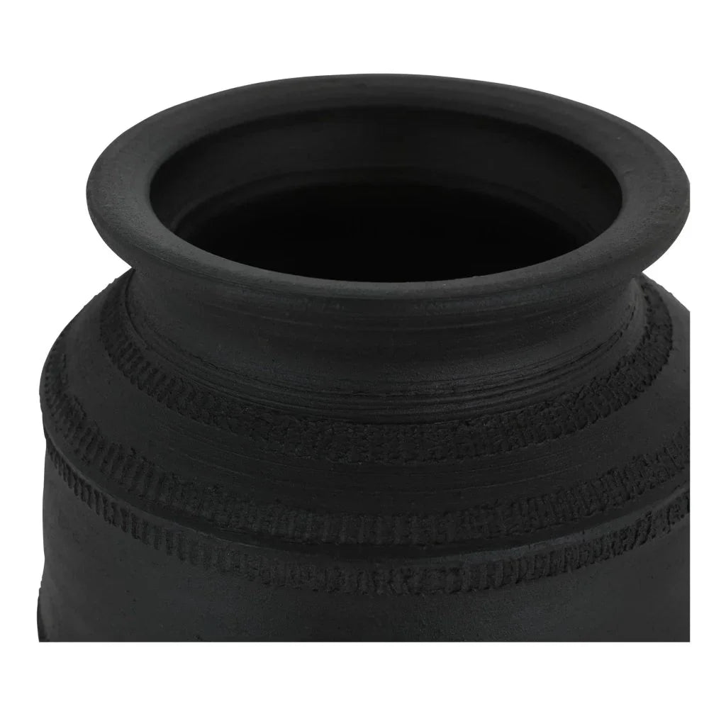 Astra Handcrafted Black Terracotta Vessel - LOOMLAN - Moe's Home - Vases & Jars
