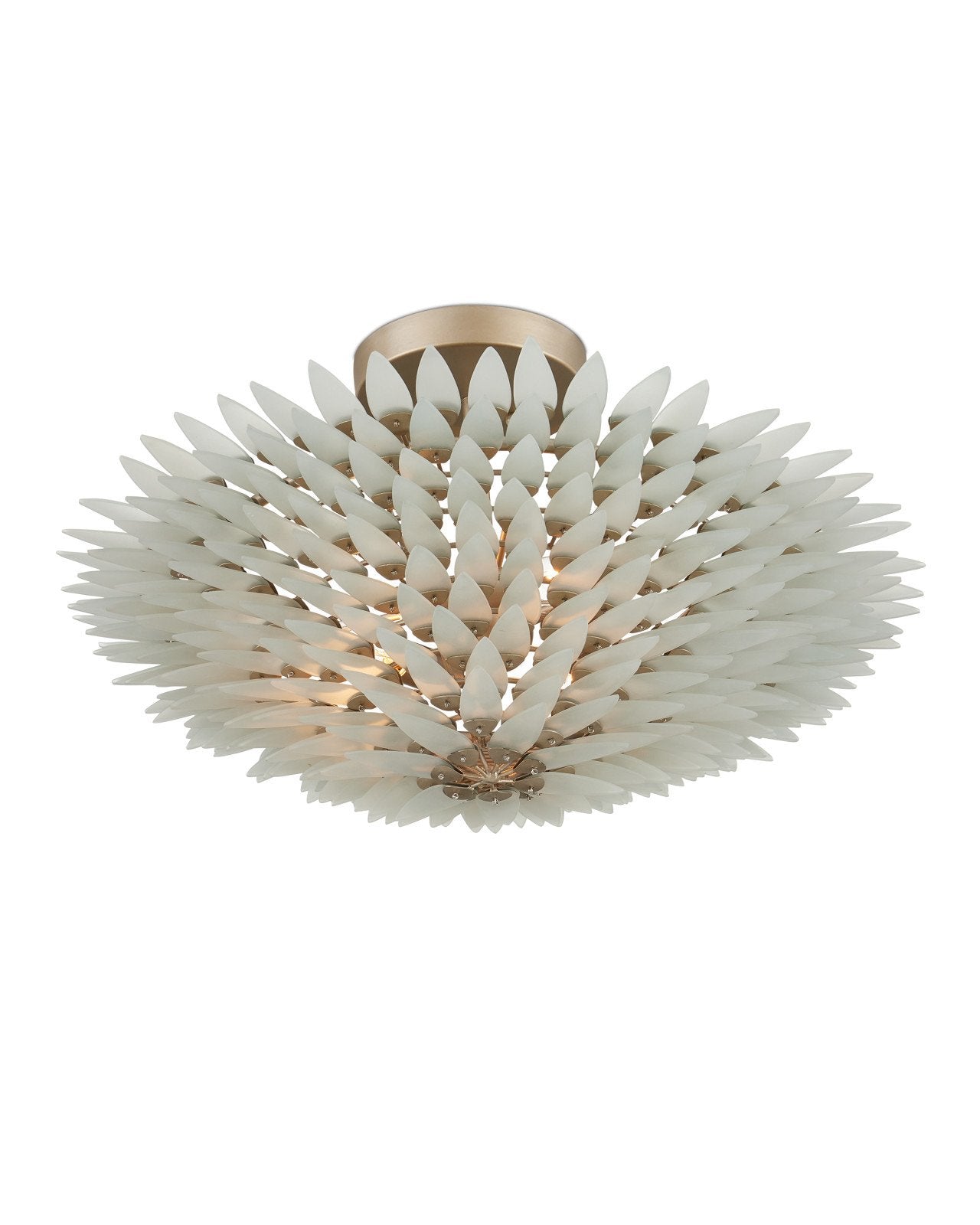 Dahlia Silver Semi-Flush Mount-Flush Mounts-Currey & Co-LOOMLAN