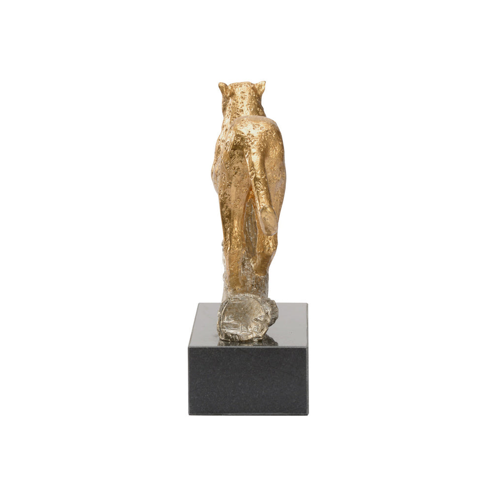 Leopard On The Hunt Gold Statue