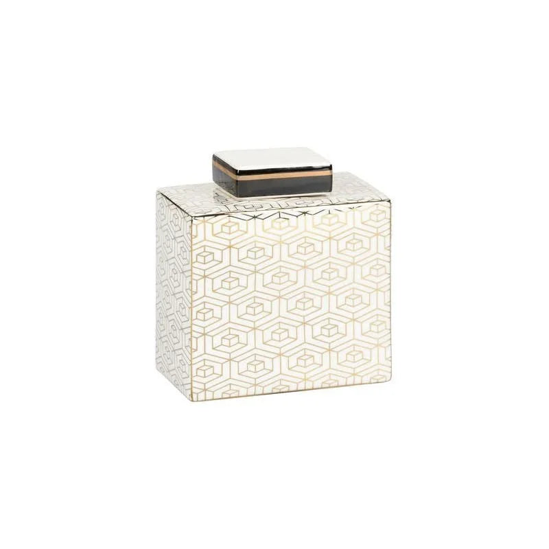 Clara White Glazed Porcelain Canister - LOOMLAN - Wildwood - Vases & Jars