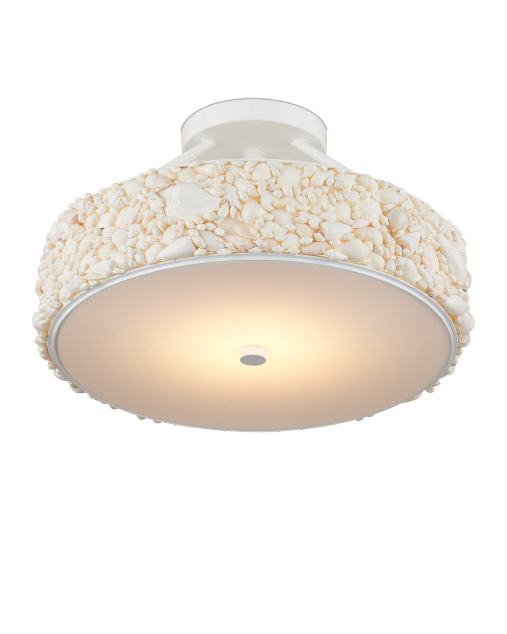 Turbinella White Shells Semi-Flush Mount-Flush Mounts-Currey & Co-LOOMLAN