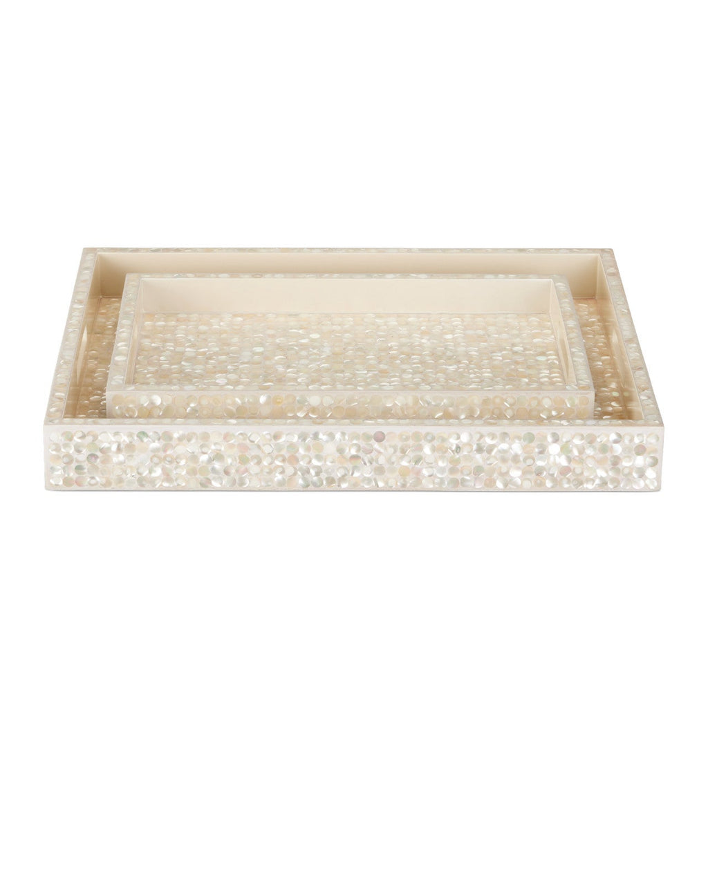 Gerri Dot White Mother of Pearl Tray (Set of 2)