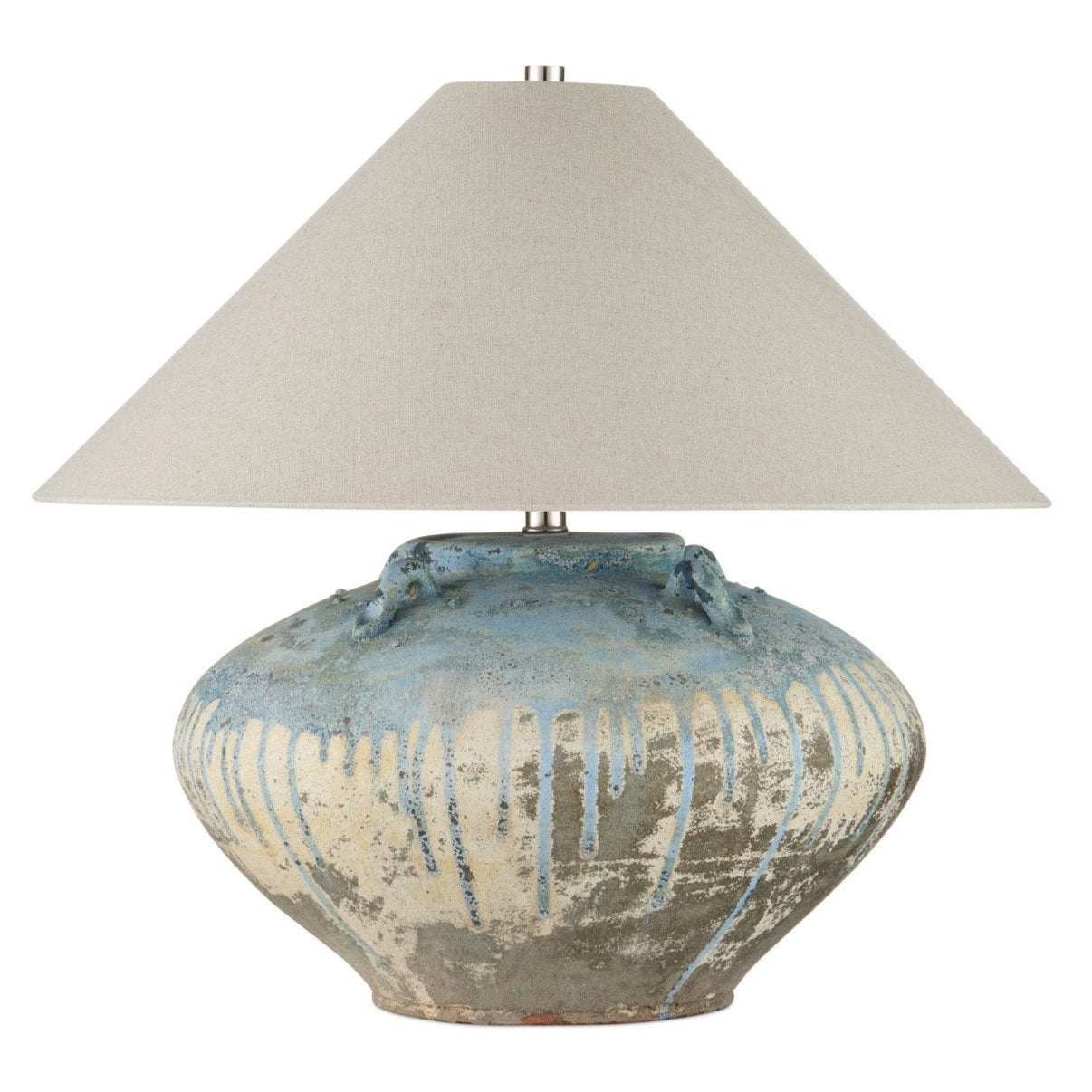 Catania Antique Blue Drip Terracotta Table Lamp