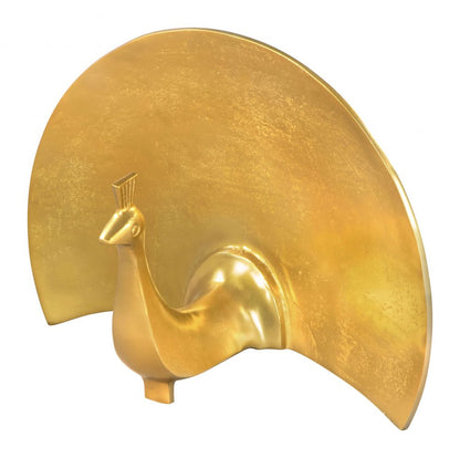 Fan Table Art Golden Aluminum Sculpture -- view 3