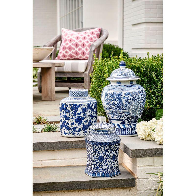 Floral Covered Porcelain Urn - LOOMLAN - Chelsea House - Vases & Jars