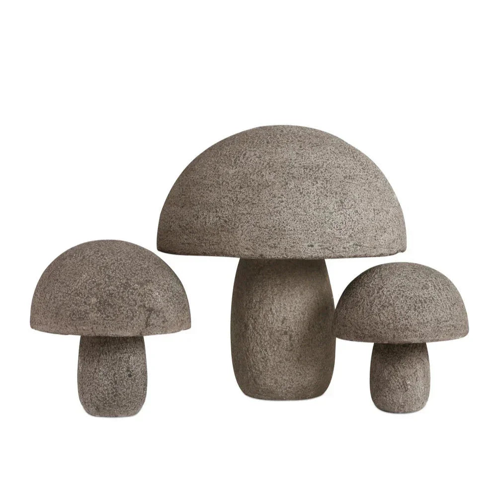 Granite Stone Textured Outdoor Mushroom Sculpture - LOOMLAN - Currey & Co - Statues & Sculptures