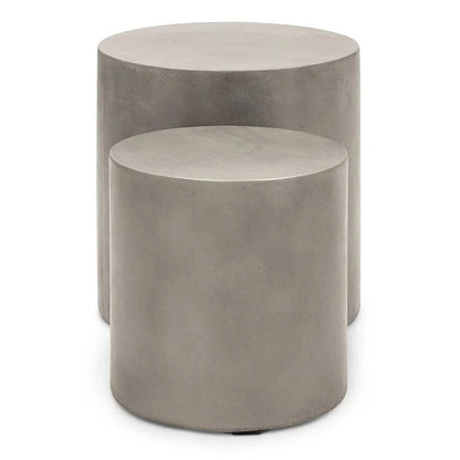 Urbia Una Concrete Round Garden Stools (Set of 2)