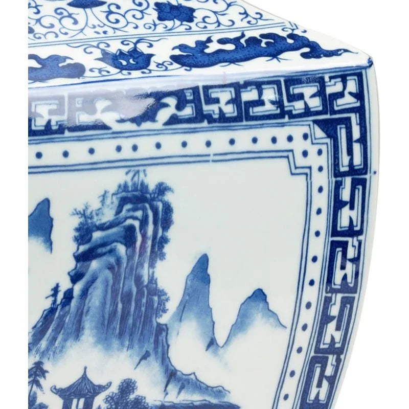 Ming Hand Painted Blue Ceramic Vase - LOOMLAN - Chelsea House - Vases & Jars