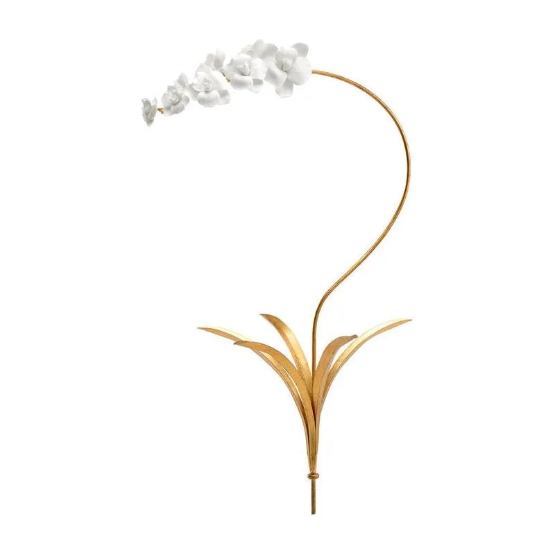 Orchid Gold Leaf Over Iron Stem Sculpture - LOOMLAN - Chelsea House - Statues & Sculptures