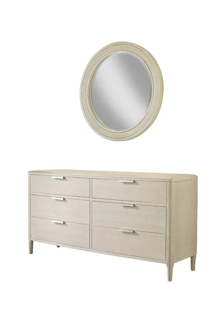 Pearl Woven Wood Framed Round Wall Mirror - LOOMLAN - Palmetto Home - Wall Mirrors