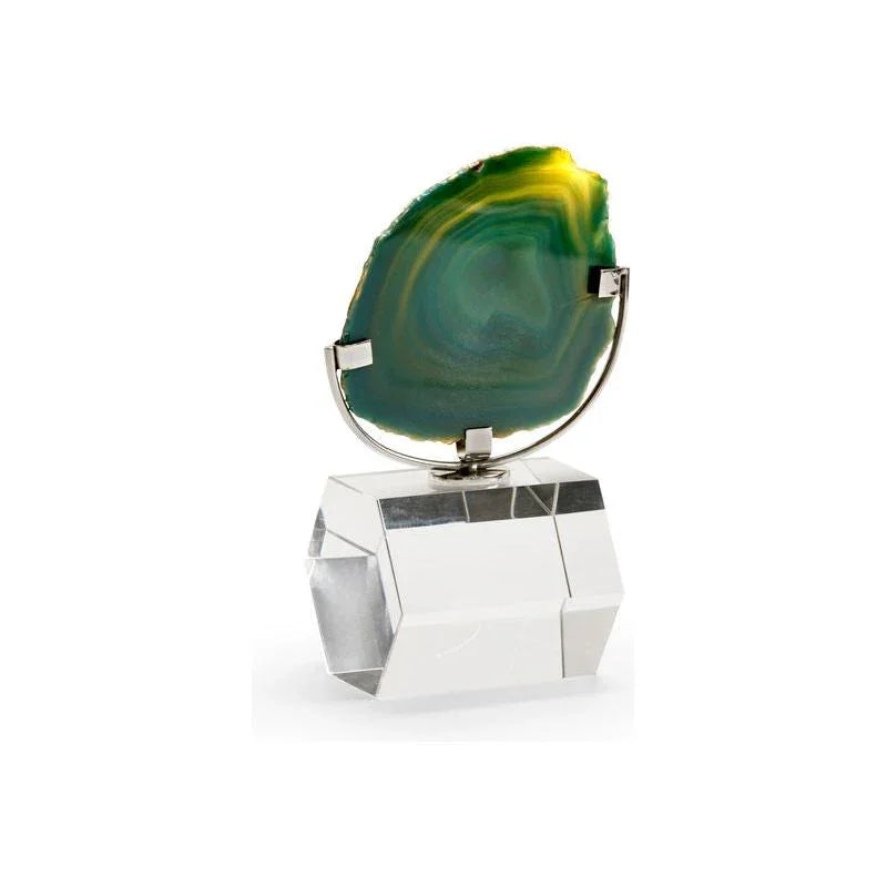 Small Agate On Stand Green Sculpture - LOOMLAN - Chelsea House - Statues & Sculptures