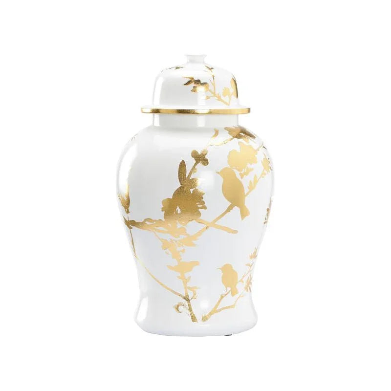 Winged Creatures Ginger White Ceramic Jar - LOOMLAN - Chelsea House - Vases & Jars